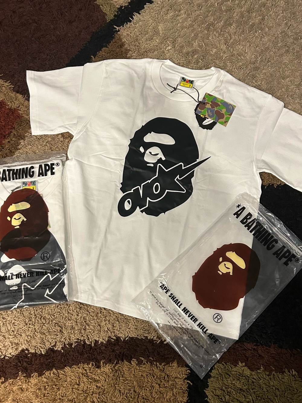 A Bathing Ape White Logo Tee size S and M